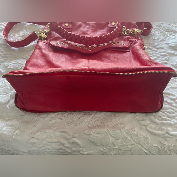 Steve Madden Red/Orange Large Tote Shoulder Bag Extendable Logo Detachable Strap - Picture 4 of 17